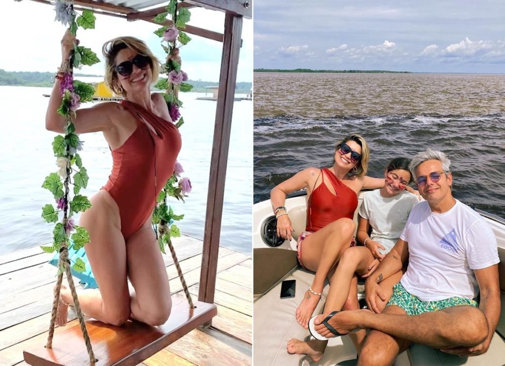 No momento, você está visualizando De férias, Flávia Alessandra e Otaviano Costa curtem flutuante no Amazonas