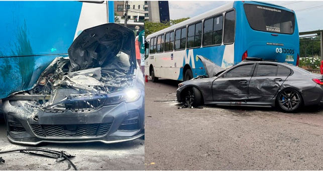 Leia mais sobre o artigo Jovem compra BMW e colide com ônibus horas depois na Ponta Negra em Manaus