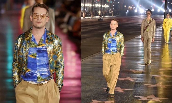 Leia mais sobre o artigo Ator Macaulay Culkin surpreende ao desfilar para a Gucci