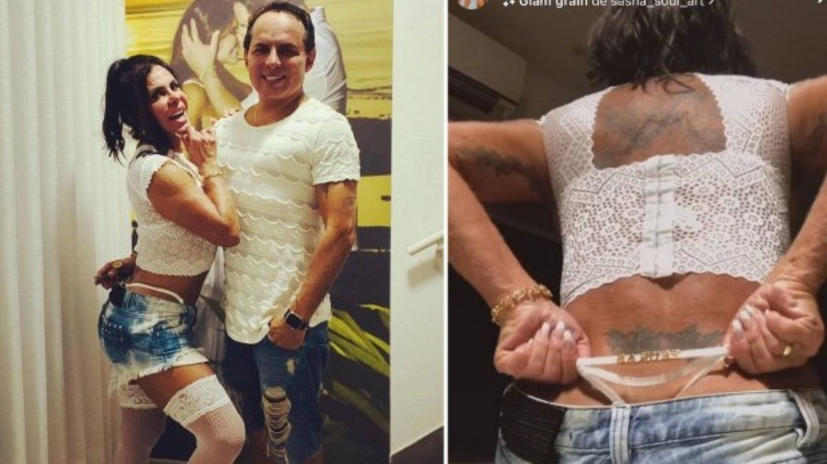 Leia mais sobre o artigo Gretchen homenageia o marido usando uma calcinha com o nome dele