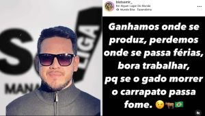 Leia mais sobre o artigo Em Manaus, dono da conta ‘Se Liga Manaus’ publica postagem xenofóbica após derrota de Bolsonaro